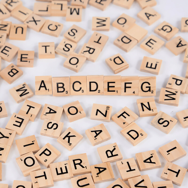100 bucăți plăci din lemn literă alfabet număr bloc din lemn puzzle jucării educaționale pentru copii cadouri petrecere de aniversare ornamente de Crăciun