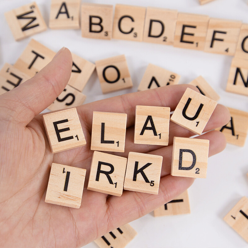 100 bucăți plăci din lemn literă alfabet număr bloc din lemn puzzle jucării educaționale pentru copii cadouri petrecere de aniversare ornamente de Crăciun