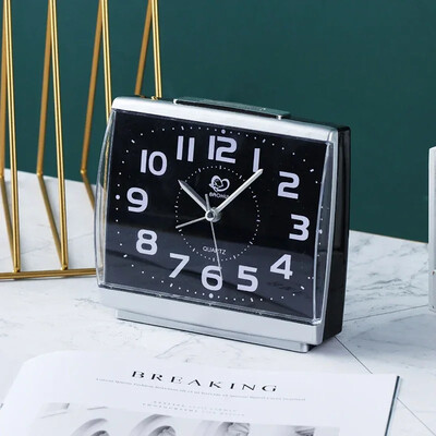 Ceas cu alarmă cu lumină de noapte Ceas cu alarmă alb simplu și simplu cu baterie Dormitor acasă fără a bifa Ceas cu lumină de noapte mut