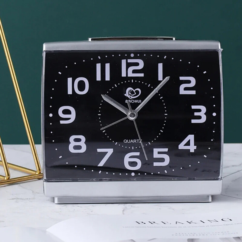 Ceas cu alarmă cu lumină de noapte Ceas cu alarmă alb simplu și simplu cu baterie Dormitor acasă fără a bifa Ceas cu lumină de noapte mut