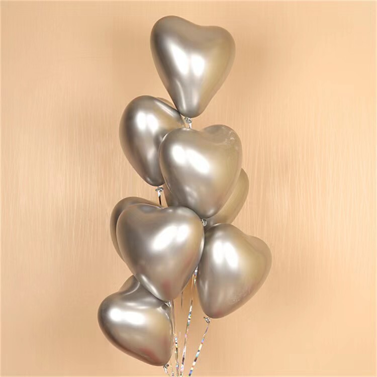Metal Love Folie de aluminiu Balon în formă de inimă 50 buc. Nunta Aranjament romantic Decor pentru petrecerea de aniversare Inimă de pui Balon pentru spovedanie din latex