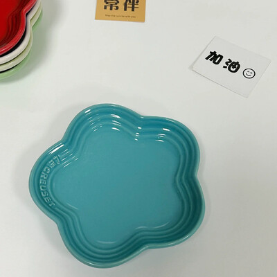 Farfurie mică cu flori de prun, 5,5 inci, 14 cm, farfurie cu sos curcubeu, în formă de floare, pentru animale de companie, farfurie cu oase treptate, veselă Vase din ceramică