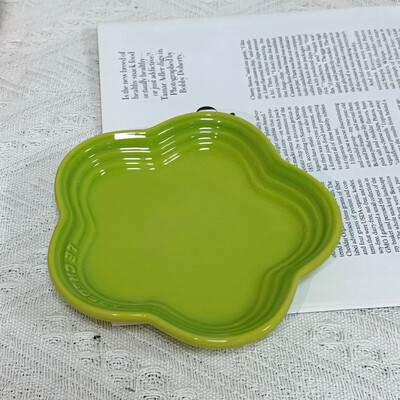 Farfurie mică cu flori de prun, 5,5 inci, 14 cm, farfurie cu sos curcubeu, în formă de floare, pentru animale de companie, farfurie cu oase treptate, veselă Vase din ceramică