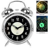 Ceas deşteptător cu clopot dublu de 3 inchi, cu lumină de noapte, pentru dormitorii grei, pentru birou, pentru studenţi, decor Reloj Despertador