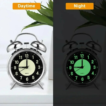 Ξυπνητήρι με διπλό κουδούνι 3 ιντσών με σούπερ δυνατό ξυπνητήρι με νυχτερινό φως για βαρείς ύπνους Επιφάνεια εργασίας φοιτητική διακόσμηση Reloj Despertador