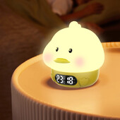 Ceas deșteptător digital cu lumină de noapte Ceas de birou electronic cu rață drăguță Ceas de noptieră pentru copii Cronometru mic Decor camera