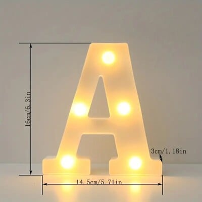 1 buc. Lumină cu LED decorativă albă de 6,3 inchi, semn cu litere numerice, lumini de noapte, cort pentru acasă, nuntă, petrecere, aniversare, decor de Crăciun