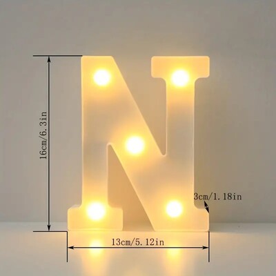 1 buc. Lumină cu LED decorativă albă de 6,3 inchi, semn cu litere numerice, lumini de noapte, cort pentru acasă, nuntă, petrecere, aniversare, decor de Crăciun