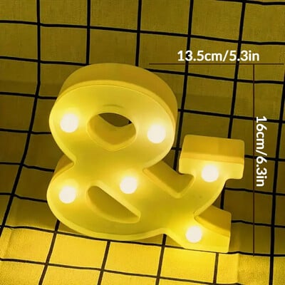 1 buc. Lumină cu LED decorativă albă de 6,3 inchi, semn cu litere numerice, lumini de noapte, cort pentru acasă, nuntă, petrecere, aniversare, decor de Crăciun