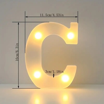 1 buc. Lumină cu LED decorativă albă de 6,3 inchi, semn cu litere numerice, lumini de noapte, cort pentru acasă, nuntă, petrecere, aniversare, decor de Crăciun