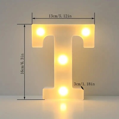 1 buc. Lumină cu LED decorativă albă de 6,3 inchi, semn cu litere numerice, lumini de noapte, cort pentru acasă, nuntă, petrecere, aniversare, decor de Crăciun