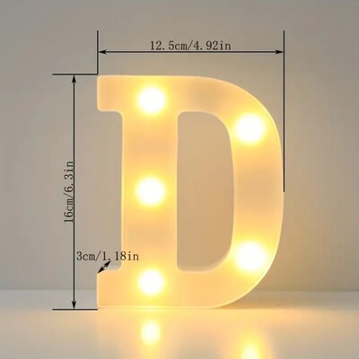 1 buc. Lumină cu LED decorativă albă de 6,3 inchi, semn cu litere numerice, lumini de noapte, cort pentru acasă, nuntă, petrecere, aniversare, decor de Crăciun