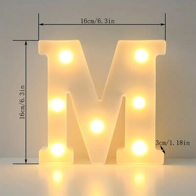1 buc. Lumină cu LED decorativă albă de 6,3 inchi, semn cu litere numerice, lumini de noapte, cort pentru acasă, nuntă, petrecere, aniversare, decor de Crăciun