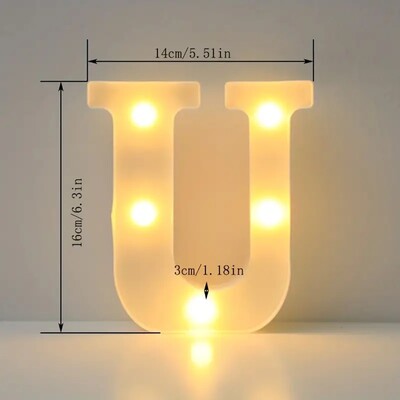 1 buc. Lumină cu LED decorativă albă de 6,3 inchi, semn cu litere numerice, lumini de noapte, cort pentru acasă, nuntă, petrecere, aniversare, decor de Crăciun