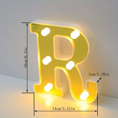 Lumină cu litere cu LED auriu, alfabet, lampă cu numere luminoase, litere, lumină de noapte pentru propunerea de spovedanie, decorarea unui bar de acasă