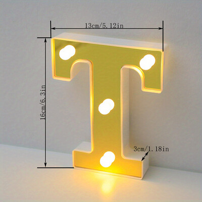 Lumină cu litere cu LED auriu, alfabet, lampă cu numere luminoase, litere, lumină de noapte pentru propunerea de spovedanie, decorarea unui bar de acasă