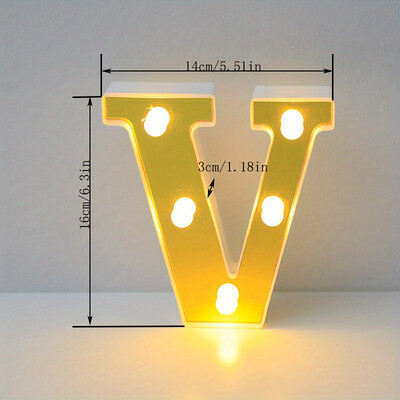 Lumină cu litere cu LED auriu, alfabet, lampă cu numere luminoase, litere, lumină de noapte pentru propunerea de spovedanie, decorarea unui bar de acasă