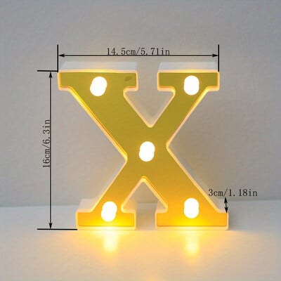 Lumină cu litere cu LED auriu, alfabet, lampă cu numere luminoase, litere, lumină de noapte pentru propunerea de spovedanie, decorarea unui bar de acasă