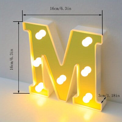Lumină cu litere cu LED auriu, alfabet, lampă cu numere luminoase, litere, lumină de noapte pentru propunerea de spovedanie, decorarea unui bar de acasă