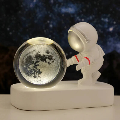 3D Astronaut Crystal Ball Kreatív LED éjszakai lámpa gyerekeknek Hálószoba Planet Space Napelemes rendszer lámpa USB karácsonyi gyerekajándék