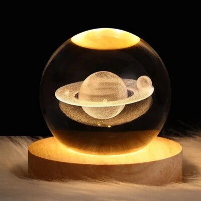Astronaut 3D Crystal Ball Creativ LED Night Light Pentru Copii Dormitor Planet Space Solar System Lamp USB Crăciun Copii Cadou