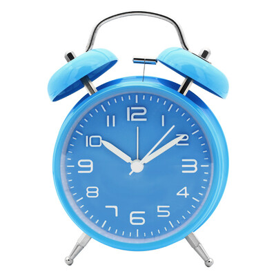 4 colių dviejų varpelių garsus žadintuvas metalinio rėmo 3D ciferblatas su apšvietimu su baterijomis veikiantis stalinis stalinis žadintuvas namams ir biurui