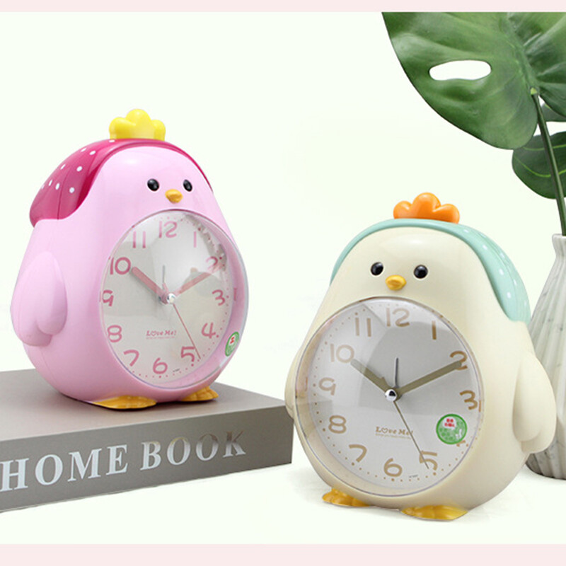 Kūrybingas animacinių filmų vištienos žadintuvas ABS plastikinis naktinis šviestuvas Tylus stalinis laikrodis, skirtas studentų vaikams