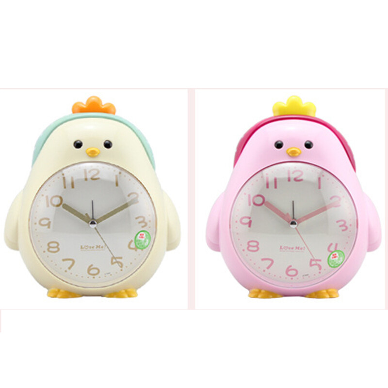 Kūrybingas animacinių filmų vištienos žadintuvas ABS plastikinis naktinis šviestuvas Tylus stalinis laikrodis, skirtas studentų vaikams