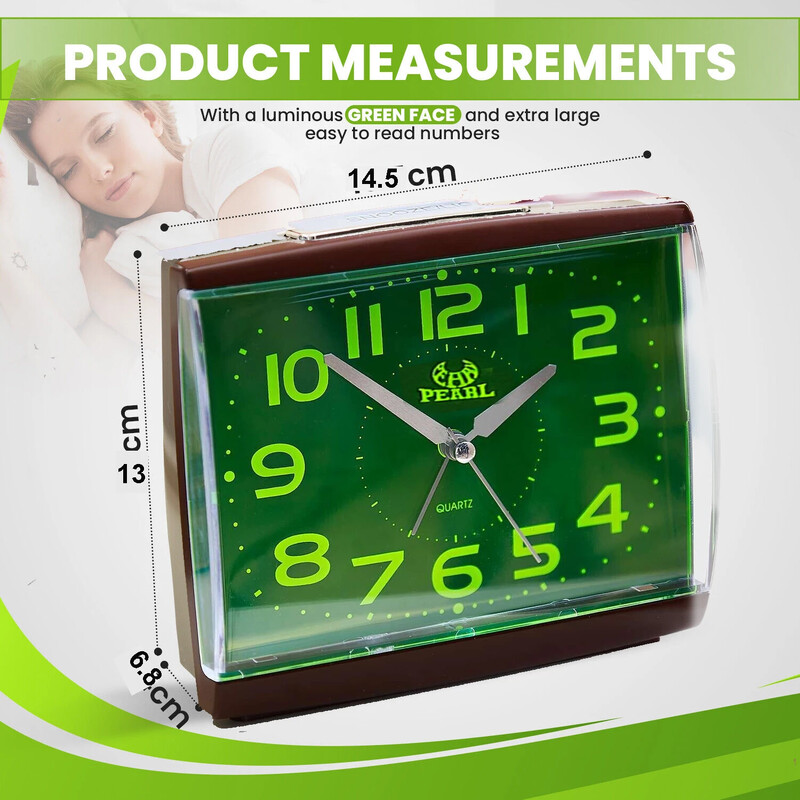 Šviečiantis žadintuvas, didelis ekranas, žymeklis, nutildytas, akumuliatorius, studentas mokosi žadintuvo darbalaukio papuošalai prie lovos namuose