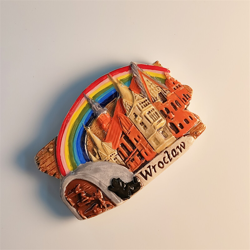 Европа，Полша，Вроцлав，3D стереоскопичен，Туристически сувенири，Картина със смола，Декорация на дома，Магнити за хладилник