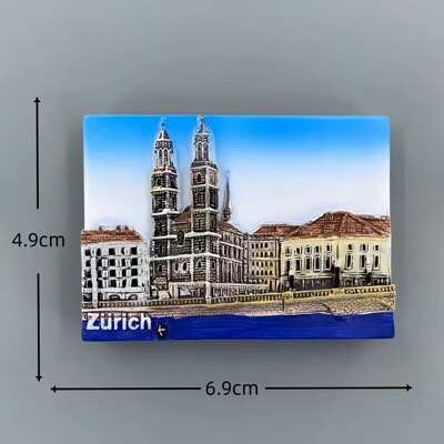 Най-големият град в Швейцария, Цюрих, туристическа възпоменателна творческа триизмерна украса с изглед към улицата, придружена от сувенири