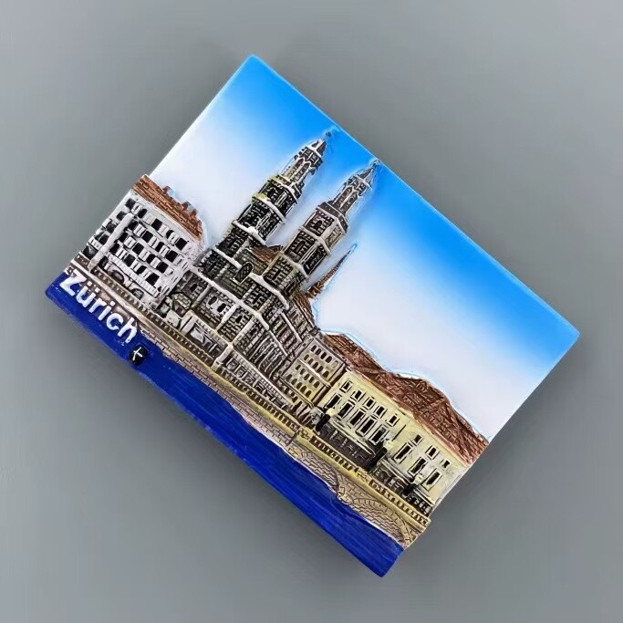 Най-големият град в Швейцария, Цюрих, туристическа възпоменателна творческа триизмерна украса с изглед към улицата, придружена от сувенири