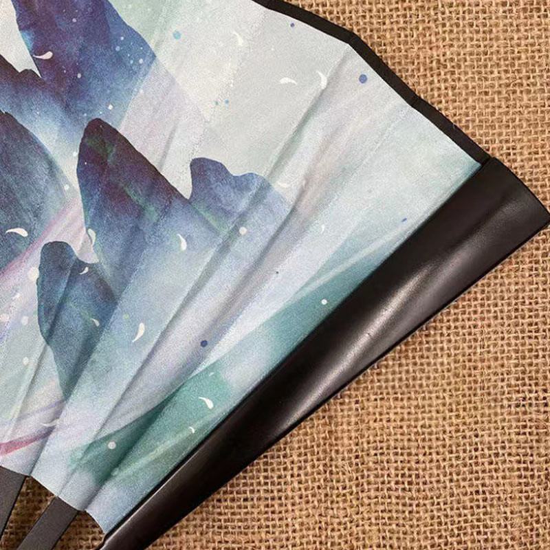 Двустранно антично копринено платно Сгъваемо ветрило Направи си сам ръчно изработено ветрило с дракон в китайски стил Занаяти с висулка с пискюл Hanfu аксесоари