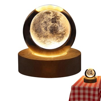 Κρυστάλλινη σφαίρα 6cm 3D Crystal Planet Night Light Χάραξη με λέιζερ Ηλιακό Σύστημα Globe Advanced Decoration Graduation Gift Astronomy