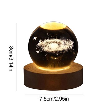 Κρυστάλλινη σφαίρα 6cm 3D Crystal Planet Night Light Χάραξη με λέιζερ Ηλιακό Σύστημα Globe Advanced Decoration Graduation Gift Astronomy