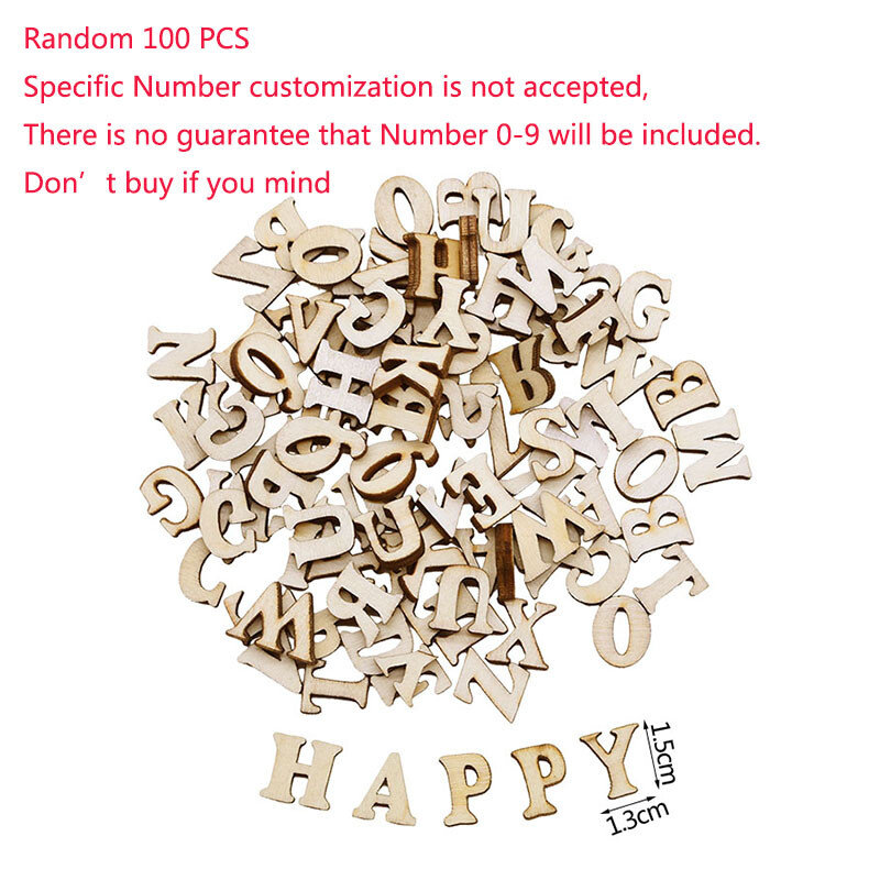 Произволни 100 броя дървени букви от английската азбука, цифри, инструмент за ранно обучение на бебето, скрапбукинг, занаят, Направи си сам, цифров дисплей с букви