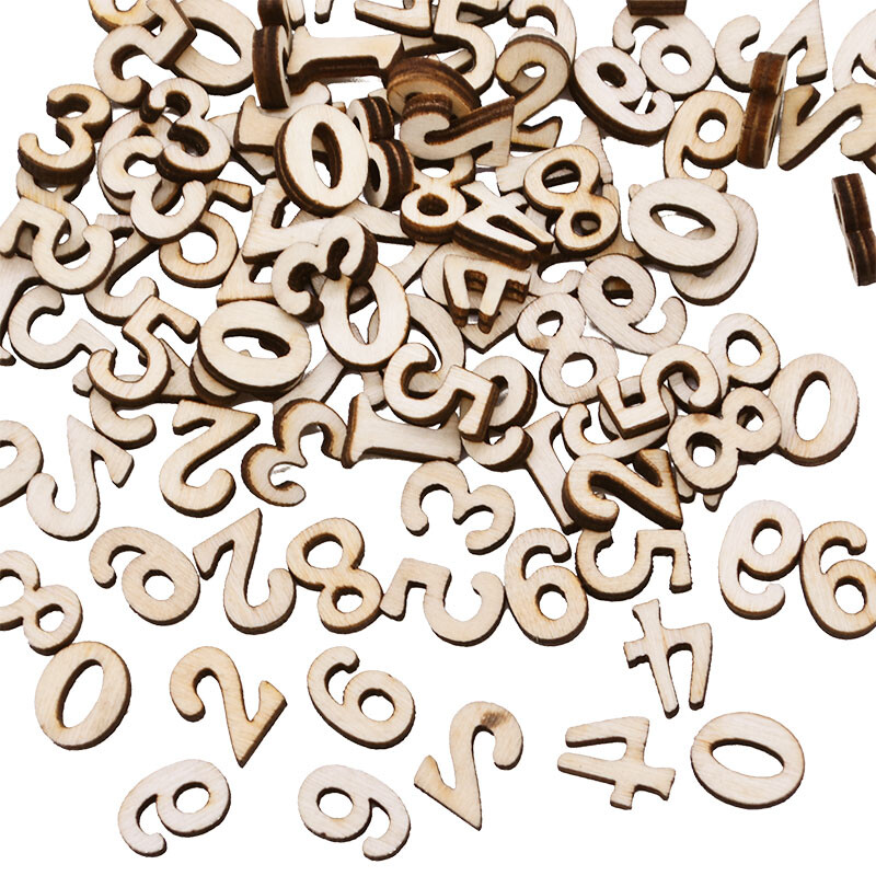 Произволни 100 броя дървени букви от английската азбука, цифри, инструмент за ранно обучение на бебето, скрапбукинг, занаят, Направи си сам, цифров дисплей с букви