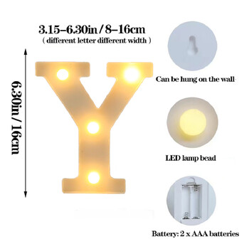 Φωτιστικό LED Alphabet Letter 16cm 3D Αριθμός Φωτιστικό Μπαταρίας Φωτεινό Φωτιστικό Νυχτερινής Επιγραφής για Χριστουγεννιάτικο πάρτι Γάμου