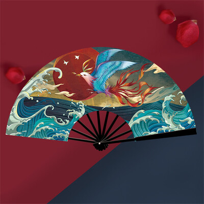 8-инчов сгъваем вентилатор в китайски стил Shanhaijing Hanfu Cheongsam Dance Performance Photography Prop Ancient Legends Folding Fan
