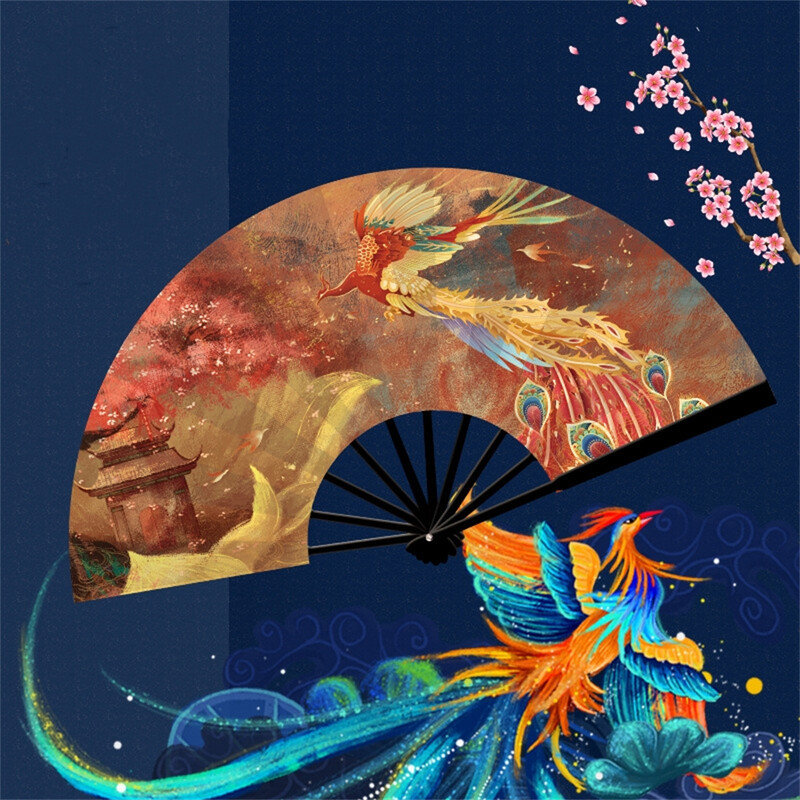 8-инчов сгъваем вентилатор в китайски стил Shanhaijing Hanfu Cheongsam Dance Performance Photography Prop Ancient Legends Folding Fan