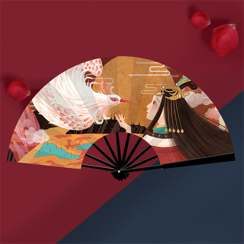 8-инчов сгъваем вентилатор в китайски стил Shanhaijing Hanfu Cheongsam Dance Performance Photography Prop Ancient Legends Folding Fan