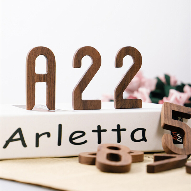 1 бр. Стена от черен орех, английски дървени букви, цифри Направи си сам безплатна комбинация от дървен декор, кафе-бар, декорация на дома