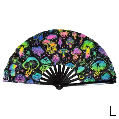 33 см голям сгъваем ръчен рейв вентилатор Chinease/Japanese Gifts Fan Dance Music Colorful Fan Festival Fan Gradient Reflective Fold