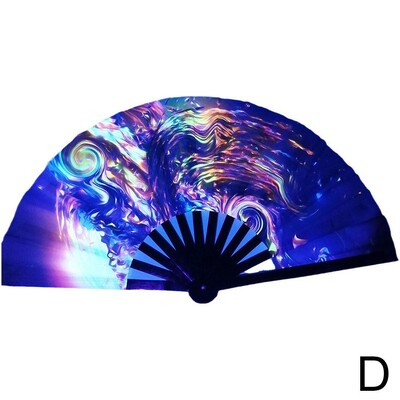 33 см голям сгъваем ръчен рейв вентилатор Chinease/Japanese Gifts Fan Dance Music Colorful Fan Festival Fan Gradient Reflective Fold