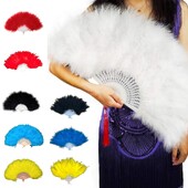 Сгъваем вентилатор от пера, ръчен феен вентилатор Фея момиче танцува сватбена украса за парти за Нова година Подаръци за рожден ден