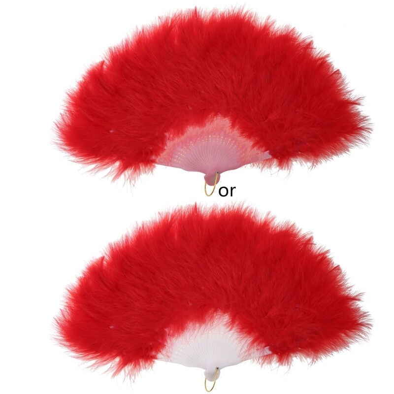 Сгъваем вентилатор от пера, ръчен феен вентилатор Фея момиче танцува сватбена украса за парти за Нова година Подаръци за рожден ден