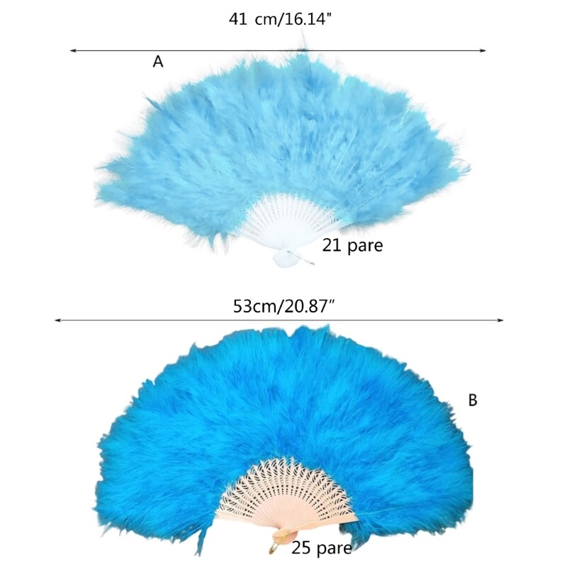 Сгъваем вентилатор от пера, ръчен феен вентилатор Фея момиче танцува сватбена украса за парти за Нова година Подаръци за рожден ден