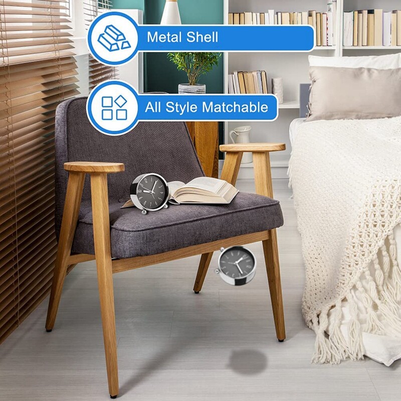 Mitte tiksuv äratuskell, 4-tolline vaikne öökell rasketele magajatele, akutoitega analoogkell, kodukontori jaoks