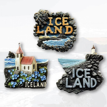 Europe Iceland Resin 3D Ψυγείο Μαγνήτες Τουρισμού Αναμνηστικό Αυτοκόλλητο Ψυγείο Χειροτεχνία Δώρο Διακόσμηση