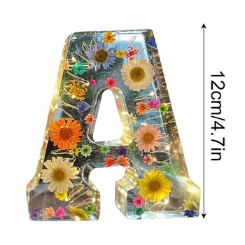 Floral Letter Night Light Alphabet Letter Φώτα LED Φωτεινό Αριθμό Φωτιστικό Διακοσμητικό Φωτιστικό Ρητίνης με Αρχικό γράμμα & Ξηρό Λουλούδι